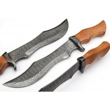 Damascus Steel Handmade Bowie  Hunting Knife With Rose wood Handle Sharped Blade 